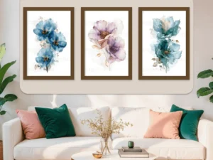 floral wall art set of 3 watercolor healing prints India Rangchitra