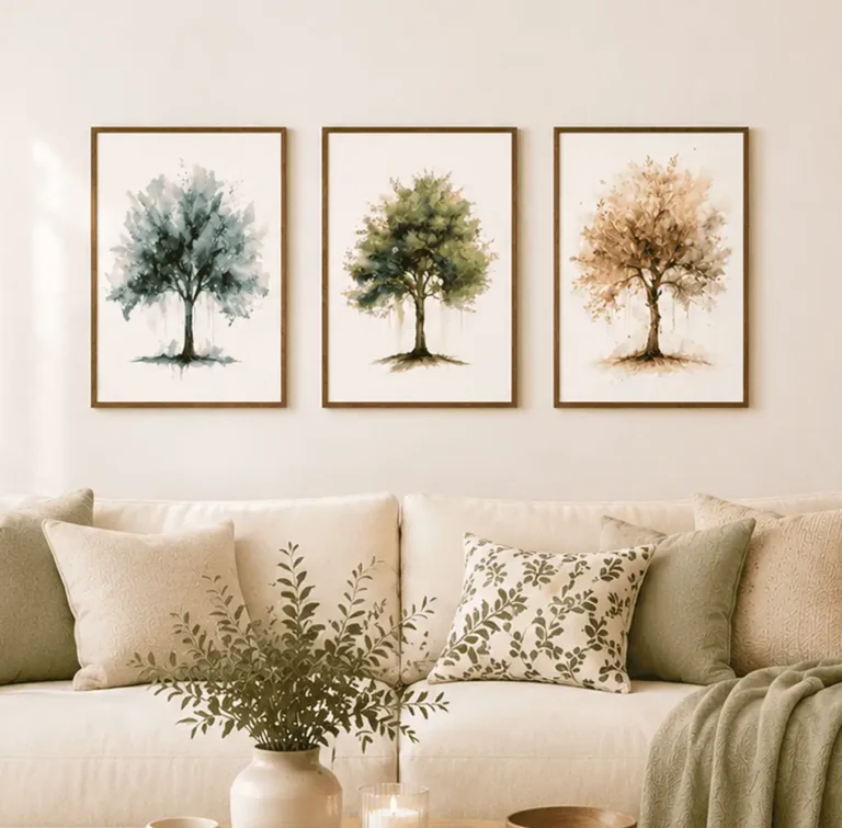 Tree Wall Art Set of 3 – Watercolor Growth Prints | Rangchitra
