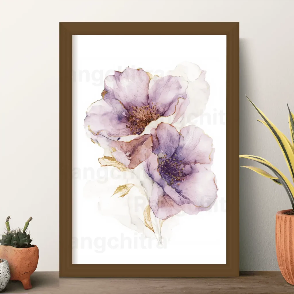 lavender wall art print purple watercolor botanical India Rangchitra