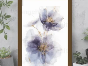 purple floral wall art print A4 A3 India purple botanical watercolor print for home decor