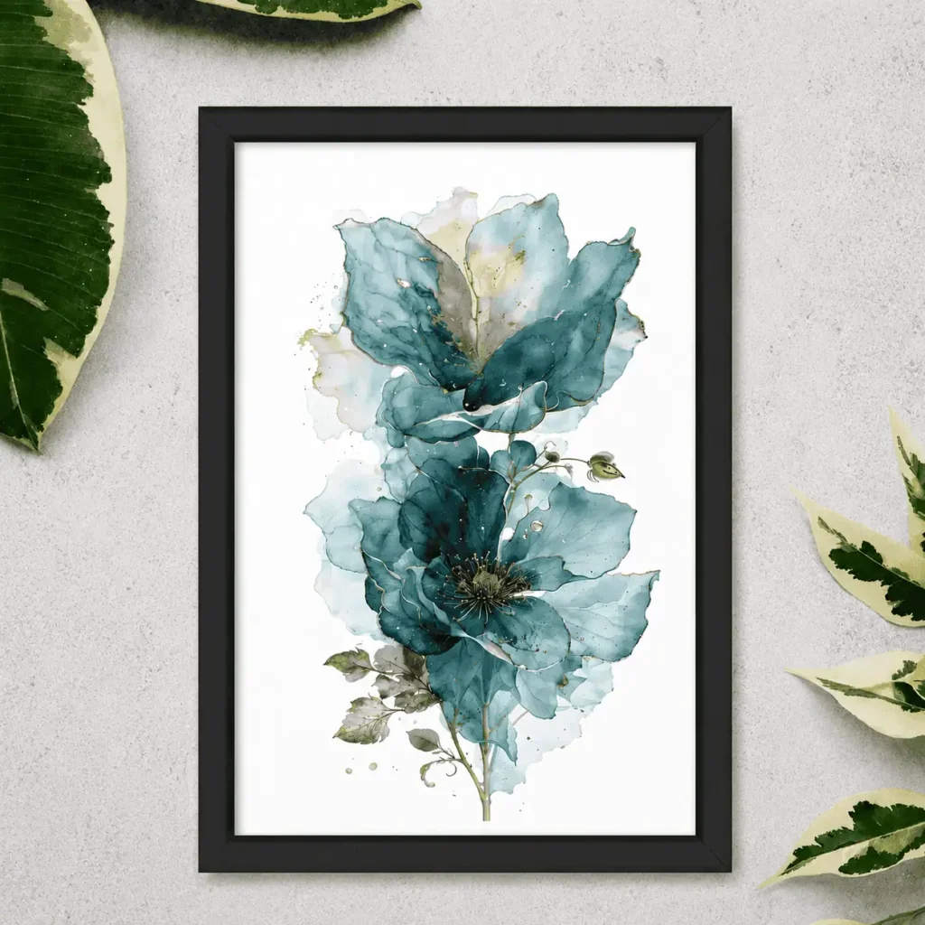 Blue Floral Wall Art – Botanical Watercolor Print | Rangchitra