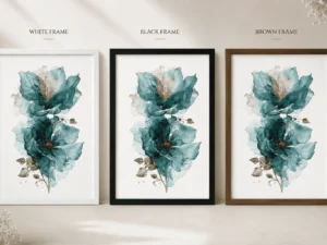 Blue Floral Wall Art – Botanical Watercolor Print | Rangchitra