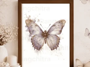 purple butterfly wall art print watercolor freedom India Rangchitra