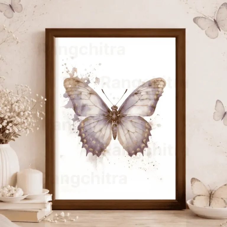 purple butterfly wall art print watercolor freedom India Rangchitra
