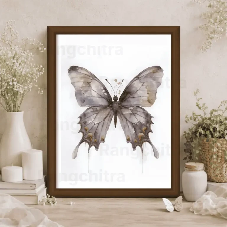 Brown wall art print brown watercolor botanical India Rangchitra