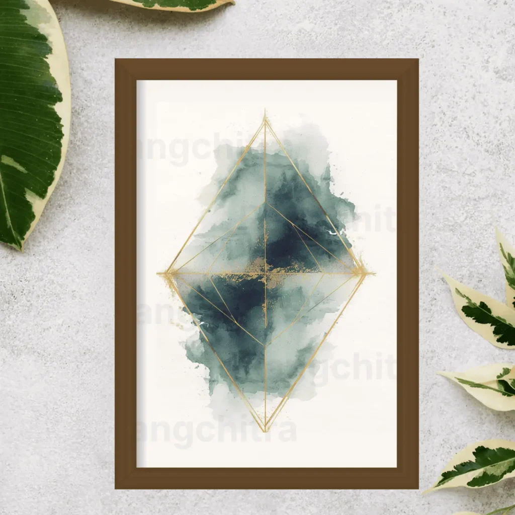 geometric wall art print teal gold energy India Rangchitra