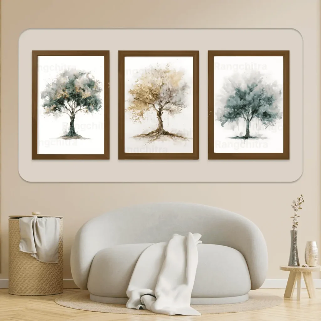 tree wall art set of 3 watercolor growth prints India Rangchitra