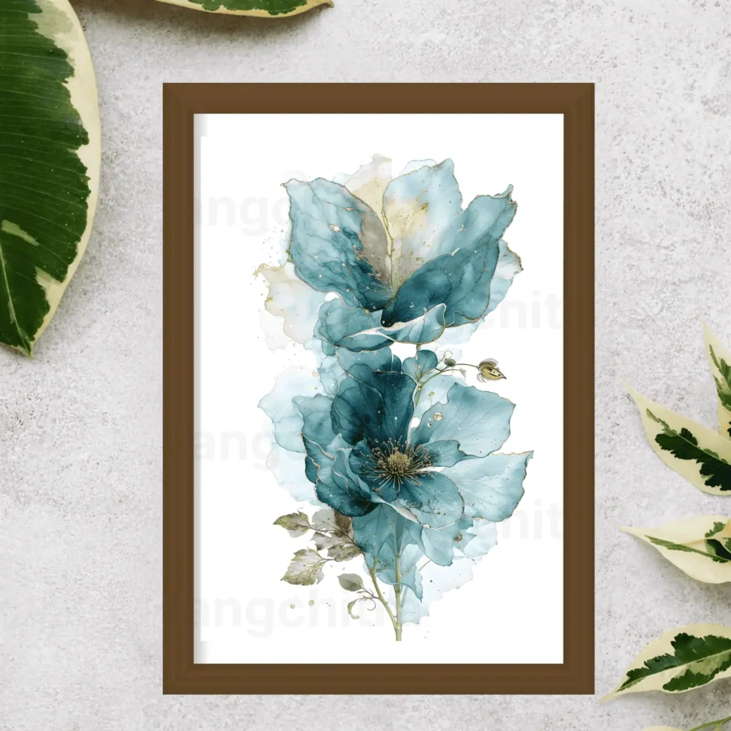 Green wall art print green watercolor botanical India Rangchitra