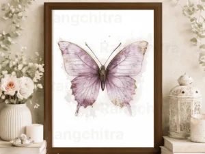pink butterfly wall art print watercolor freedom India Rangchitra