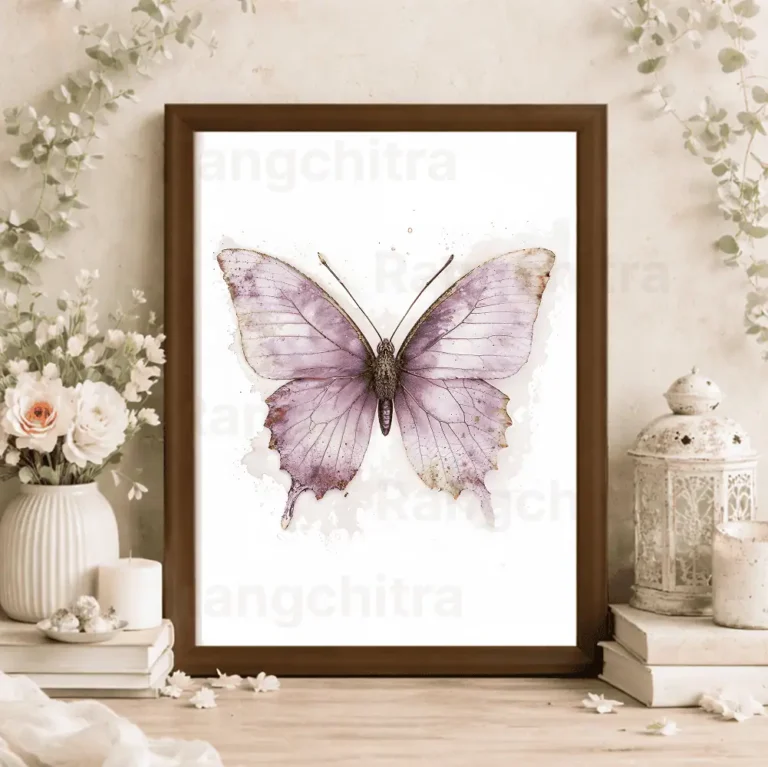 pink butterfly wall art print watercolor freedom India Rangchitra