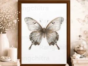 Grey wall art print grey watercolor botanical India Rangchitra