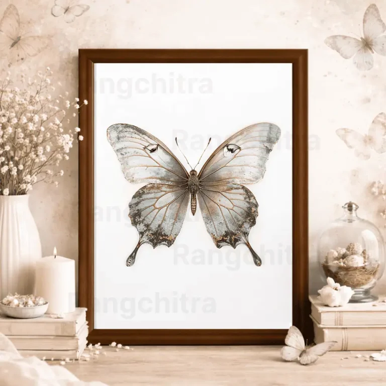 Grey wall art print grey watercolor botanical India Rangchitra