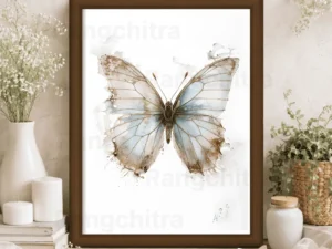 blue butterfly wall art print watercolor freedom India Rangchitra