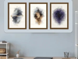 geometric wall art set of 3 watercolor energy prints India Rangchitra