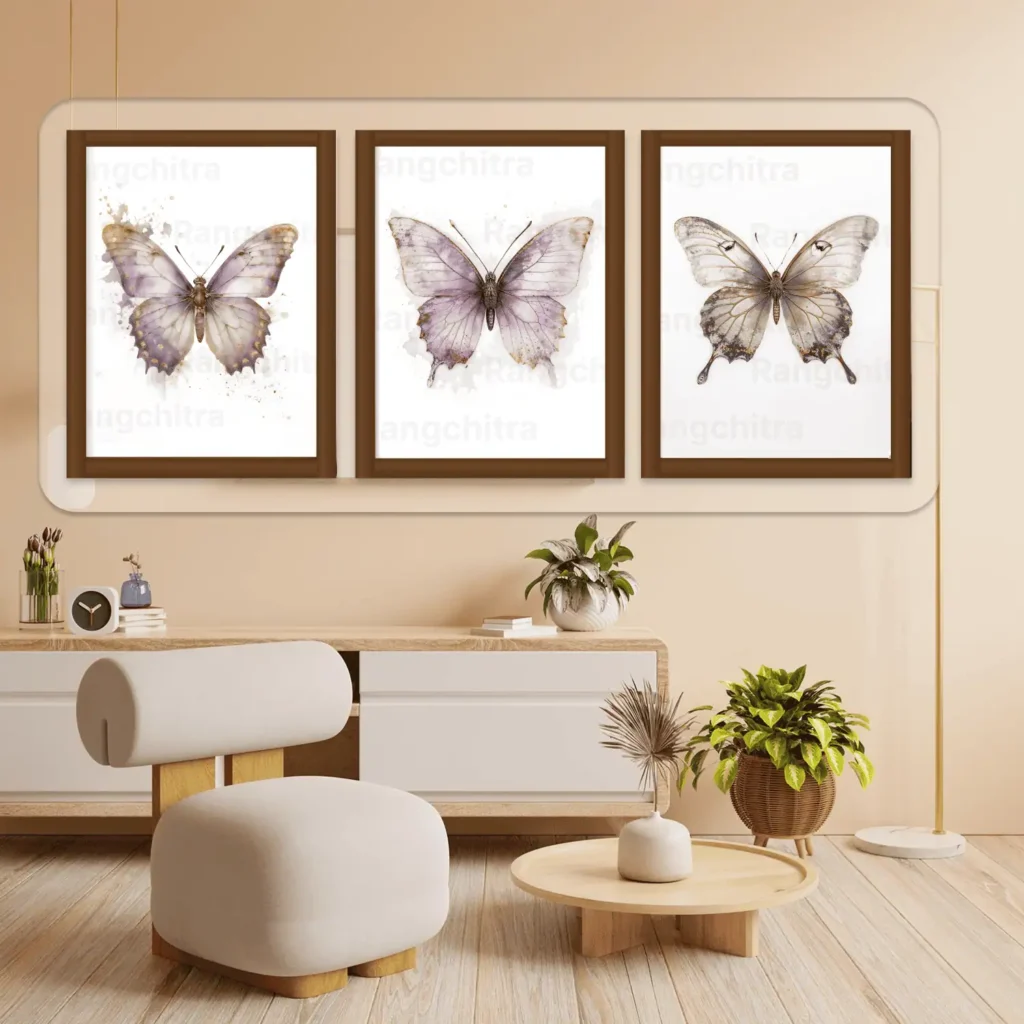 butterfly wall art set of 3 watercolor freedom prints India Rangchitra