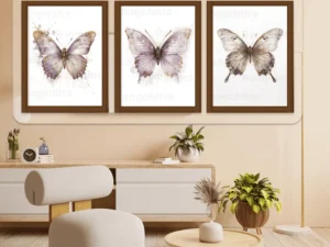 butterfly wall art set of 3 watercolor freedom prints India Rangchitra