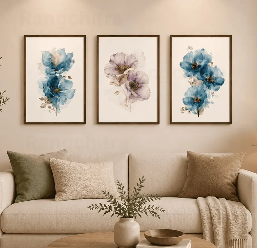 Floral Wall Art Set of 3 – Watercolor Healing Prints | Rangchitra