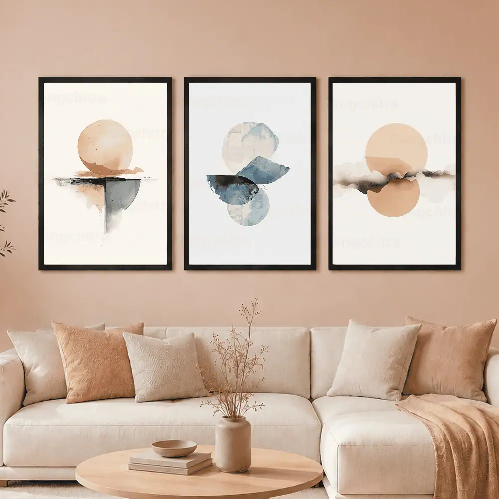 Abstract Wall Art Set of 3 – Watercolor Prints | Rangchitra